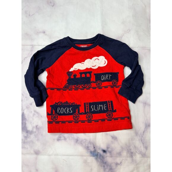 Gymboree Other - Gymboree Red & Navy Train Embroidery Long Sleeve Top